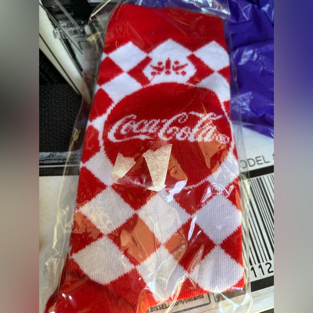 Coca-Cola Red and White Argyle Socks-nip